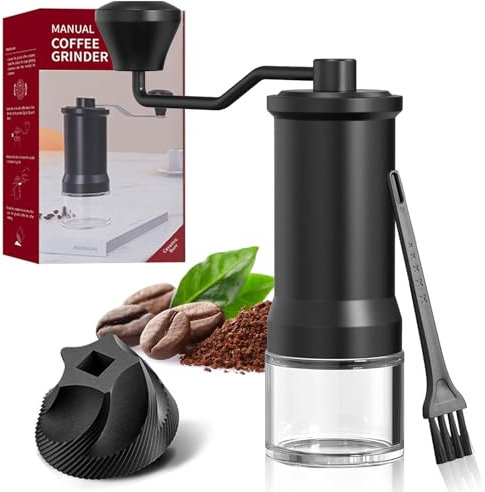 Moulin à café, manuel, en céramique, petit, avec brosses, pour Aeropress, expresso, pour over, cafetière française et cafetière à moka, capacité de 25 g