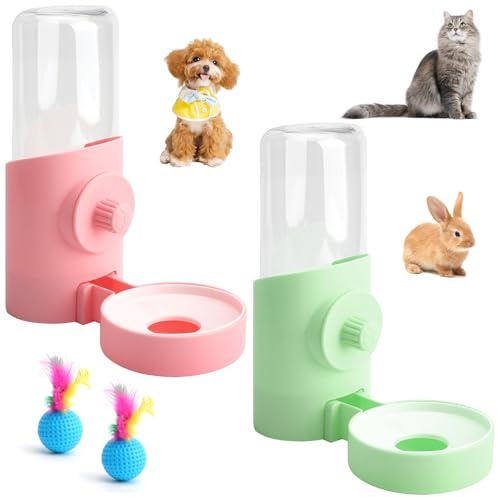ZMDMAH 2 Pièces Distributeur Eau Lapin, 500 ML Abreuvoir Lapin Suspendue Abreuvoir Automatique, Biberon Cochon d'Inde pour Cochon d'Inde Hamster Chinchilla Hérisson Perroquet Chats et Chiens