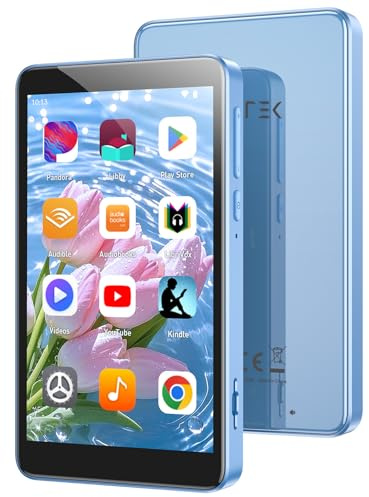 AGPTEK 96 GB MP3 Player Spotify mit Bluetooth und WLAN, 4 Zoll Touchscreen Android 14 MP4-Musikplayer, Unterstützung von Audible, APP, FM Radio, Amazon Musik, bis zu 1 TB, Blau