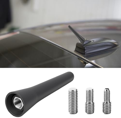 Car Radio Antenna, Amplified AM FM DAB Roof Car Aerial Mast, 6.5CM Mini Radio Aerial Antennas with Screws M4 M5 M6, Short Rubber Design, Universal Auto Antenna Replacement, OEM Quality (6.5CM)