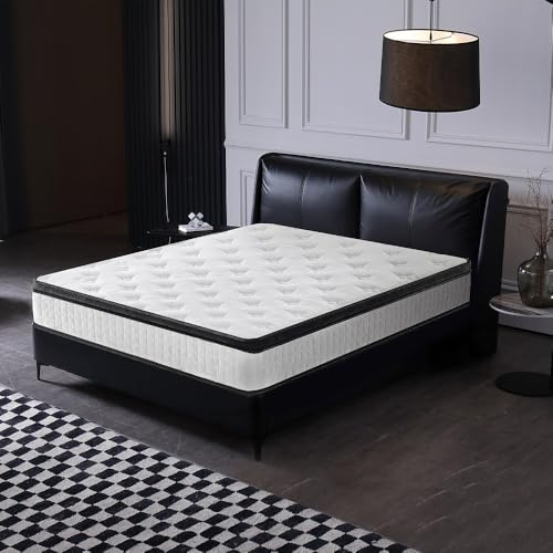 Zentrava 12 Inch Memory Foam Mattress Queen 7-Zone Pocket Springs & Cooling Memory Foam for Pressure Relief, Motion Isolation CertiPUR-US Certified, Fiberglass-Free, Breathable Knit Cover (Queen)