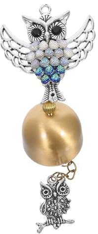 Cabilock Campana de Viento Retro de Búho Cobre Campanilla Metálica para Puerta Decoración Colgante Artística para Interiores y Jardines Funcional Campanilla para Entrada