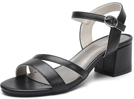 Yavero Sandales Femme Été Élégantes à Talon Bloc 36-41 | Semelle intérieure rembourrée, bride ajustable et hauteur 5,8 cm pour bureau, fêtes, mariage et looks d’été