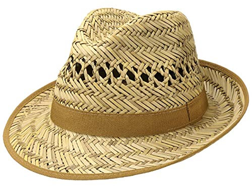 Lipodo Carovigno Vented Crown Strohhut Fedora-Design Unisex Made in Italy Frühjahr Sommer Natur XL (60-61 cm)