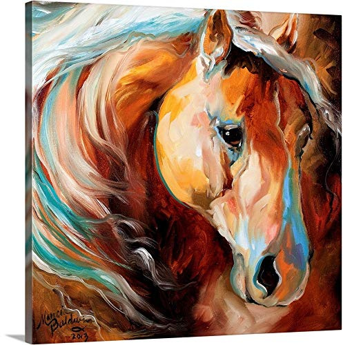 CANVAS ON DEMAND Magic Moments Equine Canvas Wall Art Print by Marcia Baldwin, Abstract, Contemporary, Home Decor, Horse, Equestrian Artwork,16 x16in