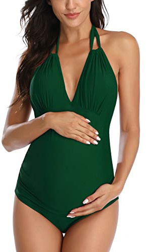 EastElegant Mamma baddräkt Graviditetsbaddräkt i ett stycke V-ringad graviditet badkläder grimma moderskap bikini, GRÖN,M