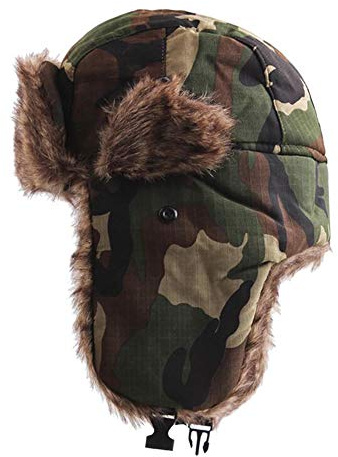 CHENNUO Pilotmössa för män, pälsmössa, vintermössa med öronlappar, pilotmössa, Beige, 55-60
