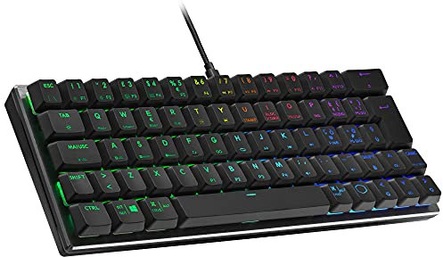 Cooler Master Tastiera Gaming Cablata - Layout IT Compatto 60%, Switch Meccanici Basso Profilo, Retroilluminazione RGB a Tasto, Controlli al Volo, Compatibile macOS/Windows - Space Grey