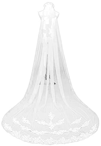 Hosh Velo de Novia de Tul de 3 Metros, Suave, Accesorios de Boda Blancas