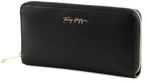 Tommy Hilfiger Damen Iconic Tommy Large ZA AW0AW12186 Geldbörsen, Schwarz (Black)