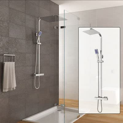 Termostat duschamatur duschset regndusch duschhuvud handdusch silver 40 cm x 40 cm system huvuddusch med hand duschsystem duschhuvud 38 ℃ dusch med dubbla huvuden regndusch