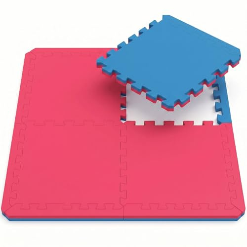 EYEPOWER Fitnessmatte 63x63x2 cm - EVA Bodenschutzmatte 2 cm dick - Puzzlematte für Homegym Fitnessraum - Trainingsmatte rutschfest für Geräte Gewichte Laufband Crosstrainer - Set 4,8 oder 12 Matten