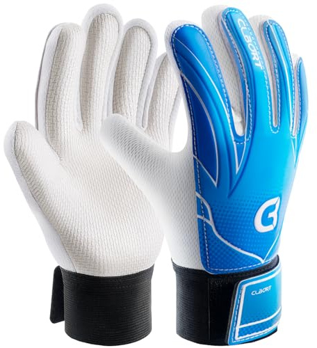 Clbort Guantes de Portero de fútbol: con súper Agarre, Antideslizantes para jóvenes y niños, y Doble protección de muñeca. (Negro y Verde, Talla 6: Adecuada para niños de 8 a 12 años.)