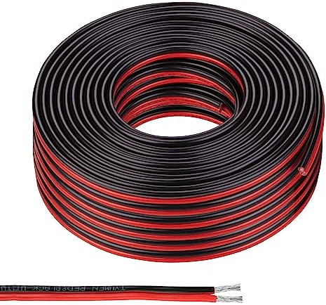 GIGIIS 22AWG Elektrischer Draht 30 Meter 0,33mm² 2-Adriges PVC-Kabel Zwillingslitzen Kupferdraht 2 Poliges Silikon Kabel Elektrisch Verlängerungskabel für LED Streifen und elektronische Verdrahtung