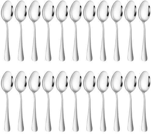 EXIN DEHCEN 24 Pezzi Cucchiai Acciaio Inox 13.8cm, Cucchiaini da the Caffè Piccoli Tè Caffè in Acciaio Inossidabile, Cucchiai Piccoli Lucidato A Specchio, Cucchiaio da Dessert Zuppa per Tè Caffè Torte