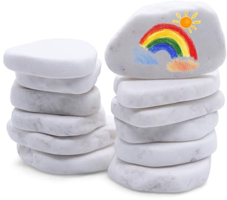 WYYFXY® 12 pietre piatte da dipingere, 3 – 8 cm, ciottoli bianchi, piatte, lisce, a forma irregolare, per pittura colorata e decorazione