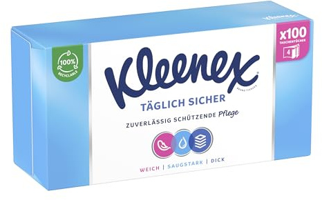 Täglich Sicher Taschentuch-Box, 100 Taschentücher pro Box, 4-lagig, Premium-Qualität, für den täglichen Gebrauch