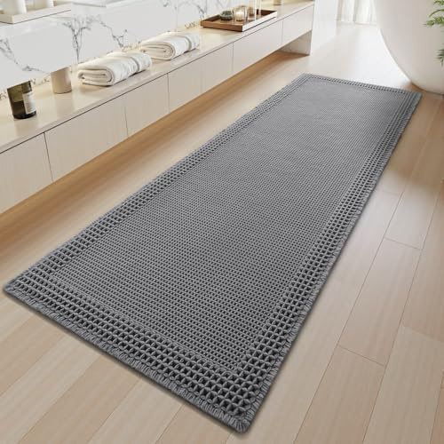 SIXHOME Alfombra de Pasillo Larga Antideslizante Lavable fácil de Limpiar para Comedor lavandería Tapete Cocina Alfombra para Cocina Pasillo Lavadero 60 * 240cm Gris foncé