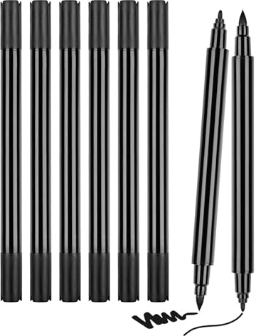Rnigra 8pcs Black Fabric Pens Permanent for Clothes, Permanent Fabric Markers, Fabric Paint Pens, Dual Tip Fabric Pen for DIY Painting on T-Shirts, Canvas Handbags, Cushions, Shoes, etc.