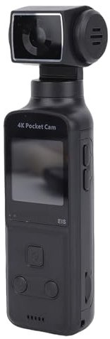Garsent Handhållen Actionkamera, 270 ° Roterbar 4K HD WiFi Enabled Pocket -videokamera för Filmning Av Resor Vlog Video, med Mic Clip, 1.3in HD LCD -skärm, 64 GB Ingår