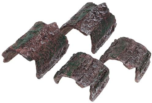 FIXOSHEE Grotta Nascondiglio per Rettili 4 Pezzi Rifugio per Terrari Finitura in Corteccia Nascondiglio per Gechi Serpenti e Ragni Accessorio Decorativo per Habitat Piccoli Animali