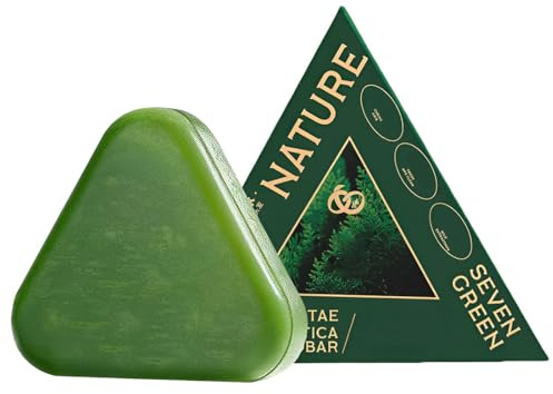 ARHZ 1 Pièce Pains Shampoing Solide Triangulaire, Savon Vert pour Cheveux, Shampooing Solide Pour La Croissance, Le Renforcement, L'éPaississement Et Le Volume