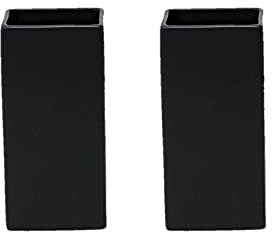 Serene Spaces Living Matte Black Square Ceramic Vases, Modern Flower Vases for Wedding Centerpieces, Home Decor, Office Styling & Event Table Accents, 3 Square x 6 Tall, Set of 2
