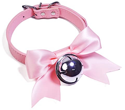 Paloli Damen Handgefertigt Bowknot Glöckchen Kropfbänder Halsband PU Leder Verstellbar Punk Gothic Kragen