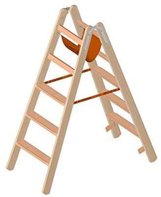 Layher Holzstehleiter - mit 5 Stufen; Holzleiter mit 80mm breiten Stufen, beidseitig begehbar; Länge 1,37 m