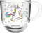 Leonardo Bambini Glas-Tasse, Kinder-Becher aus Glas mit Tier-Motiv, spülmaschinengeeignete Tee-Tasse, Einhorn bunt rosa blau 1 Stück, 280 ml, 022902