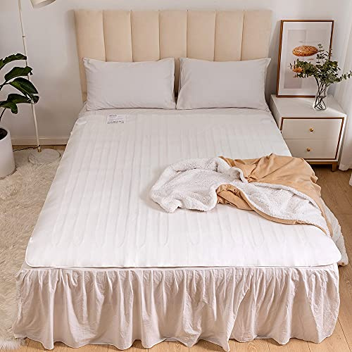 myAIMS Electric Blanket KING Under Bed Comfort Detachable Controller with 3 Heat Settings, Polyester, White Super Cosy Washable Fleece Heated Throws Pad, Coverlet, mantle (160x150cm 2x Dual Controls)