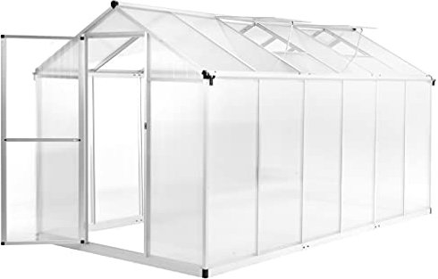 YEZIYIYFOB Serra in alluminio, 362 x 190 x 195 cm, 13,41 m³, piccola casa antigelo, protezione invernale per piante e pomodori