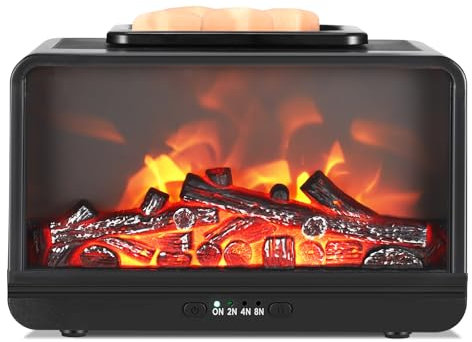 Lampade Profumate, Lampada Diffusore Oli Essenziali con Effetto Fiamma, 3 Livelli di Oscuramento, Tempistica, Lampada a Candela Profumataper Casa per Ufficio,Camera da Letto, Regali di Compleanno