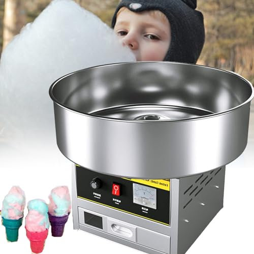 DPQYJPP Maquina Algodon azucar, Máquina Comercial de algodón de azúcar, Máquina Profesional algodón de azúcar, Máquina algodón de azúcar Mesa, para Navidad,Halloween,cumpleaño,Silver