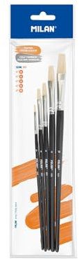 MILAN® Bolsa 5 Pinceles Planos Serie 501 nº 0, 4, 6, 8 y 12