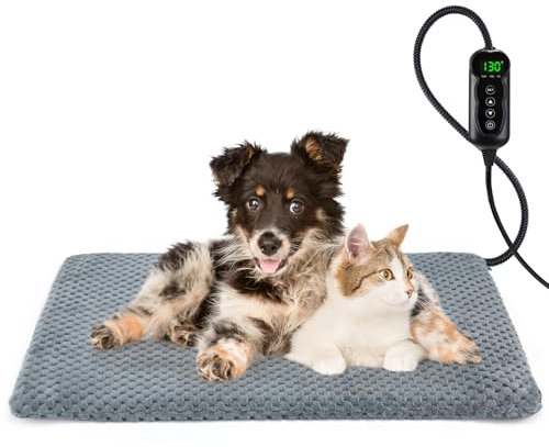 Woiil Pet Heating Pad 70x40cm, Constant Pet Heated Pad with Timer, Waterproof and Anti-Bite, Indoor Dog Bed Mats for Dogs Cats