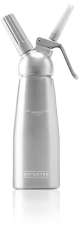 MOVASEE Professioneller Sahnespender aus gebürstetem Aluminium – 500 ml, mit 3 Sprühdüsen (gerade, Tulpenform, Sternform), kompatibel mit N20-Gaspatronen, leicht zu reinigen, für Sahne & Dekoration