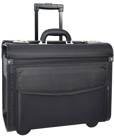 House of Luggage Pilotenkoffer auf Rädern Aktentasche Stil Dual Lock Business Reisetasche Harbin Schwarz, Schwarz , Standard, Koffer