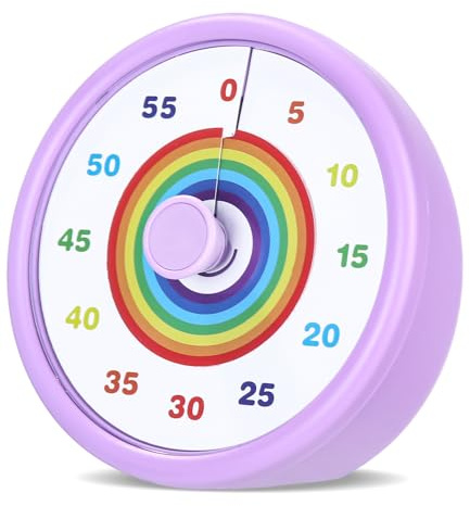Cexovo Temporizador Visual Cuenta Regresiva de 60 Minutos Rainbow Temporizador Niños, Silencioso, Herramienta de Gestión del Tiempo para Niños y Adultos,para Aula Escuela Oficina Cocina (Púrpura)