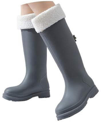Generisch Botas de goma para mujer, botas de lluvia para mujer, modernas, ligeras, antideslizantes, altura hasta la pantorrilla alta, zapatos de lluvia de invierno para exteriores, camping, senderismo