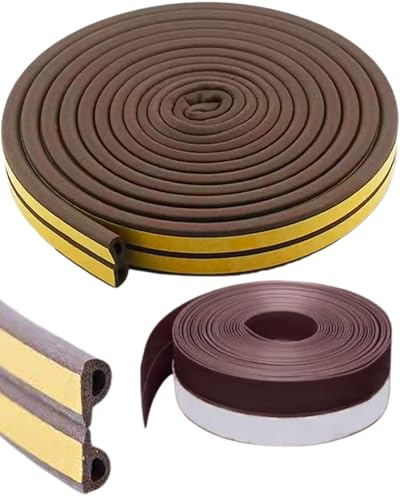 Pack Burletes para Puertas y Ventanas, 12m Burlete y 3m Tira Sellado Puerta, Burlete Ventana | Ahorro Energia, Aislamiento Acustico, Aislante puerta (marrón)