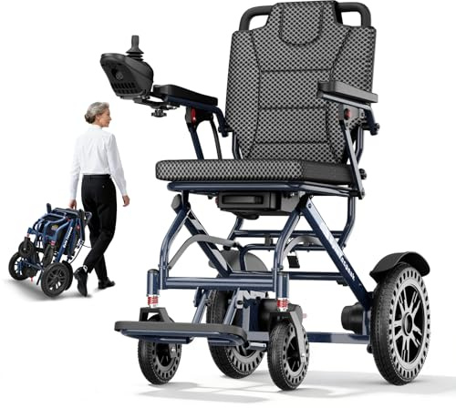 D14 Fauteuil roulant electrique pliable leger, 25KM chaise roulante electrique avec batterie 12Ah amovible en alliage d'aluminium, Pour 150KG, Navigabilité des aéronefs