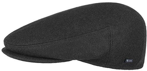 Lipodo Inglese Classic Flatcap Damen/Herren - Flat Cap Made in Italy - Unifarbene Wintercap mit Wolle - Schirmmütze Herbst/Winter - Schiebermütze schwarz 59 cm