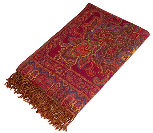 Lorenzo Cana lyxig filt, jacquard, vävd ullfilt, bomullstäcke, finaste ull från merino – lamm, filt, lammskinn, paisley, soffilt, 140 cm x 200 cm 9625633