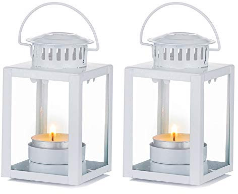 Nuptio Lanterne Decorative, 2 Pezzi Lanterne A Candela Portacandele da tè al Coperto, Lanterne da Giardino Sospese Lanterna Portacandele per Festa di Compleanno Centrotavola Matrimonio Rilassante Spa