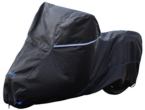 FENRIR 220CM 420D bache Moto Housse Exterieur Etanche Protection bâche Tuyau d'échappement avec Protection UV Tous Temps résistant à la Chaleur pour Naked Supersport Scooter Enduro