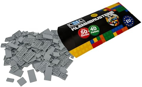 90 Klemmbausteine Fliesen Tiles Bausteine 1x2 2x2 2x4 Noppen Kompatibel freie Auswahl 34 Farben (411 - Hell Grau)