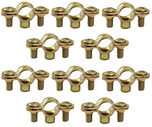 AERZETIX - C60422 - uppsättning med 10 klämfästen Ø10 mm - 1/8 tum - väggfäste kopparrör hydraulisk skruvklämma sanitär uppvärmning - stål
