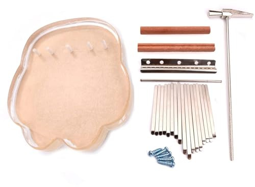 HUIOP Piano à pouce 17 touches avec marteau de réglage, oreiller en bois et vis en acrylique, instrument de musique en forme de patte de chat mignon, piano portable, cadeaux pour enfants, adultes, déb