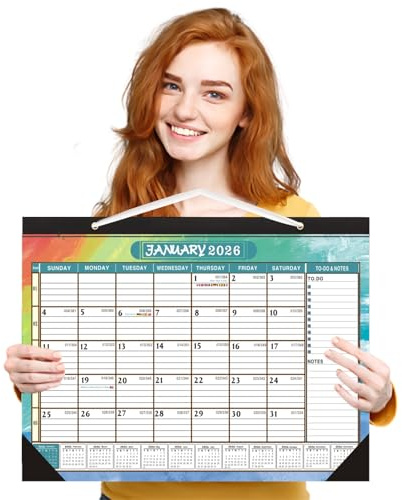 Wall Calendar 2026 UK, 2026 Calendar Family Planner A3, 18 Month 2026 Calendars Month to View, Family Calendars 2026 2027 calender from Jan 2026 - Jun 2027 for Kitchen Home Household- Sunset